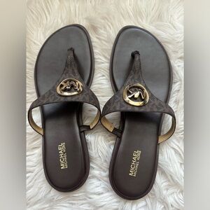 Michael Kors Brown Logo Thong Sandals Size 8